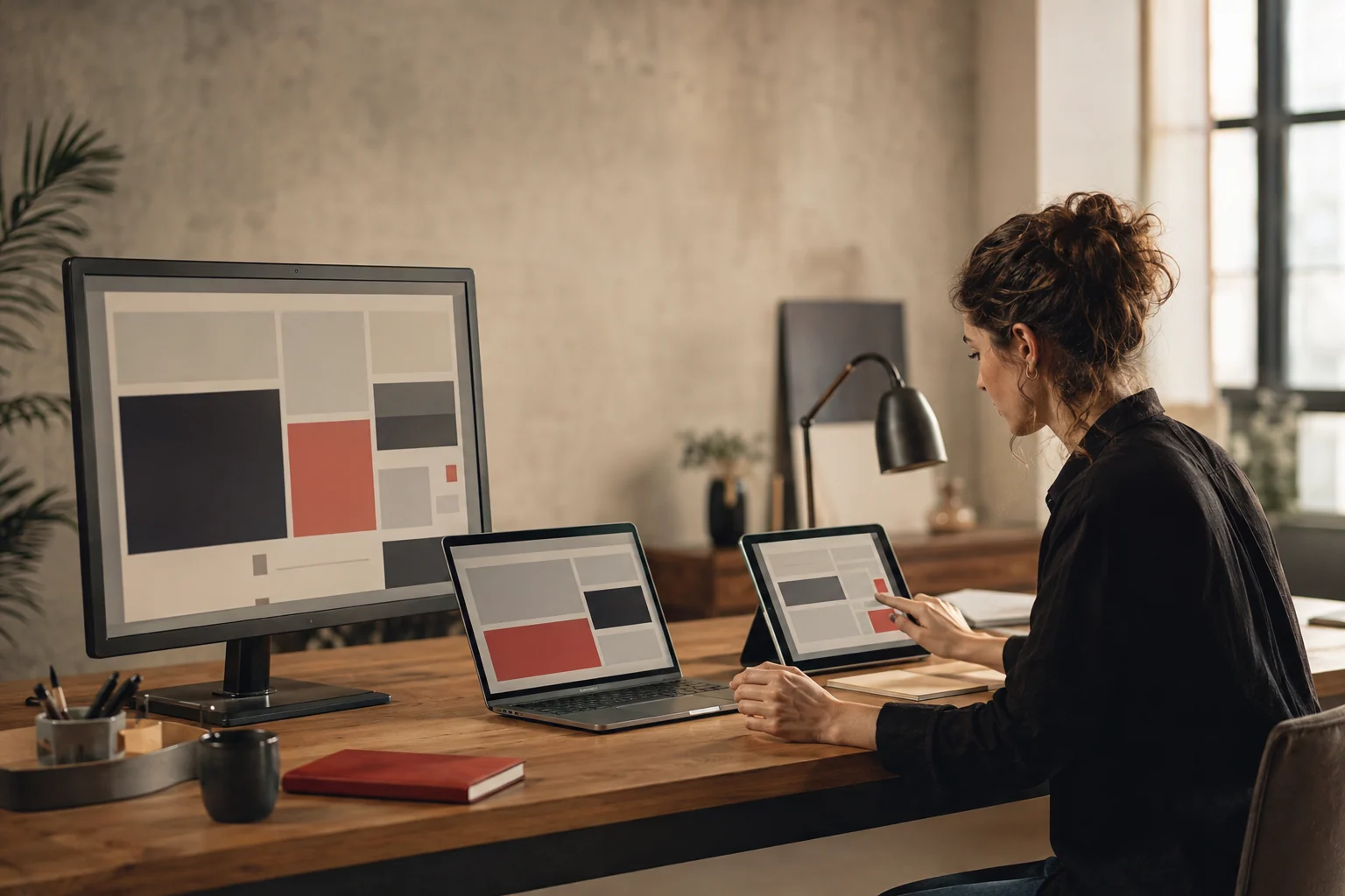 Une développeuse front-end travaille sur une interface