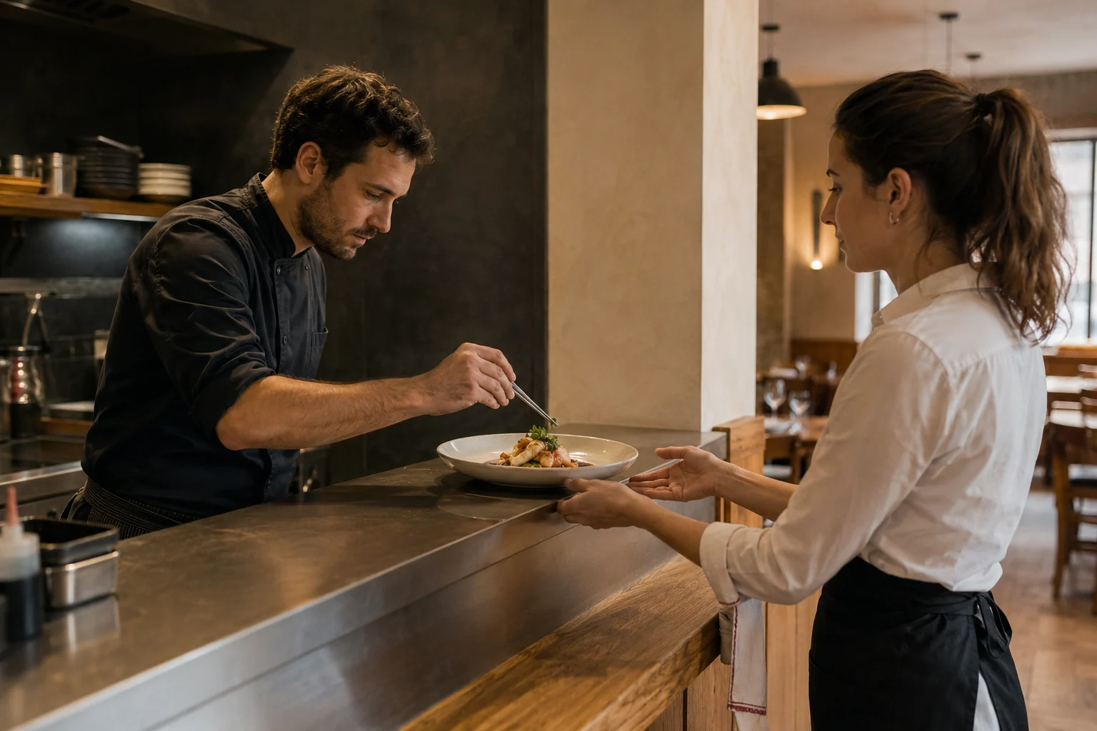 Cuisinier / Cuisinière et Serveur / Serveuse dans leurs environnements de travail