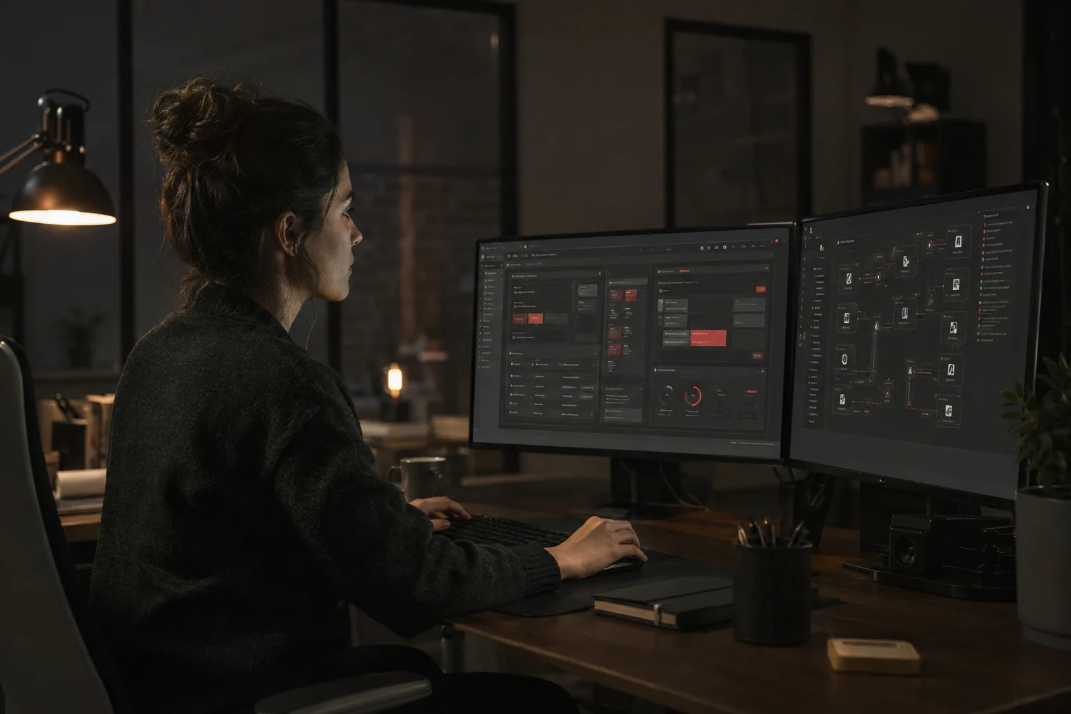 Développeur Full Stack dans son environnement de travail