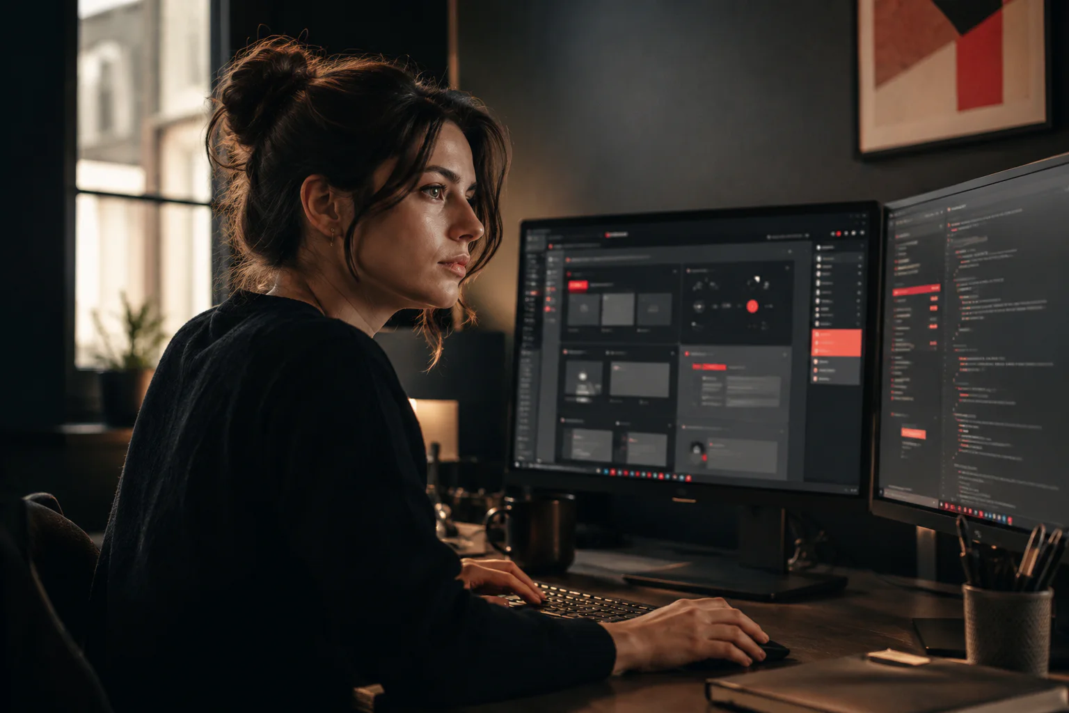 Développeur React dans son environnement de travail